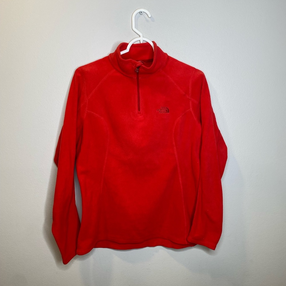 The north face red lightweight sweater women’s 1/4 zip closure size medium